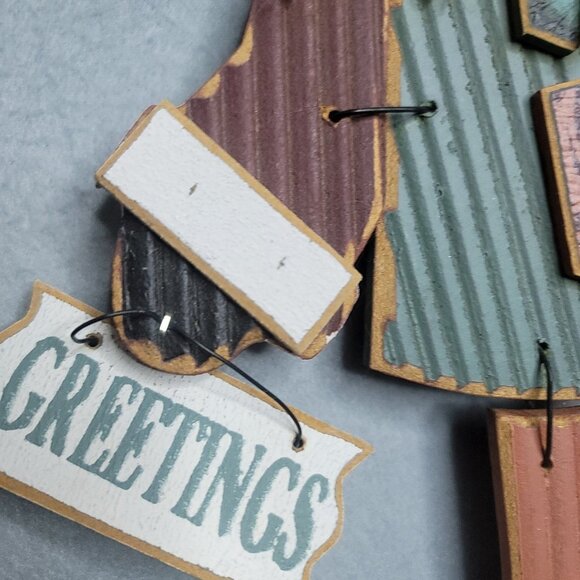 Wood Long Rich HARVEST Greetings Pumpkin Head Scarecrow 20.5 Inch Tall - Picture 2 of 7